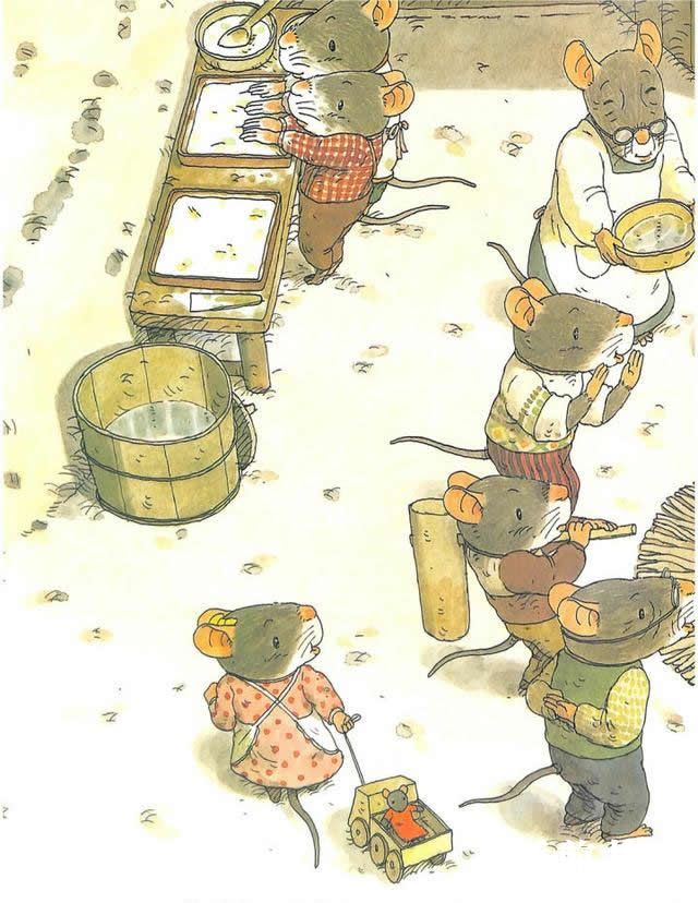 绘本故事《十四只老鼠捣年糕》